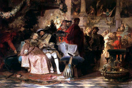 Karl T von Piloty Heinrich VIII wirbt um Anna Boleyn